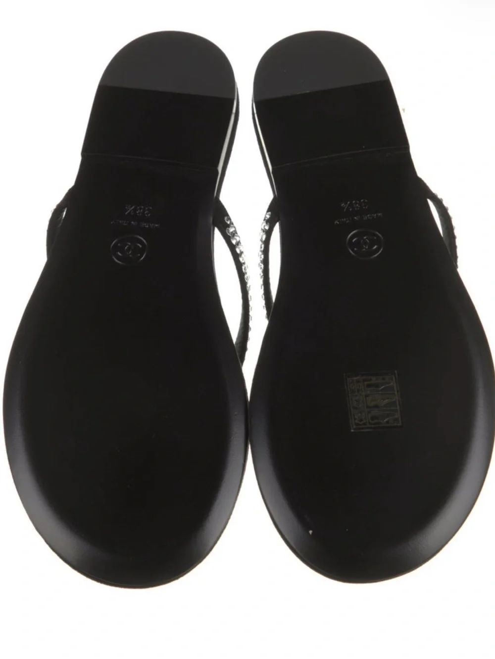 Chanel Interlocking CC Logo Flip Flops w Tags